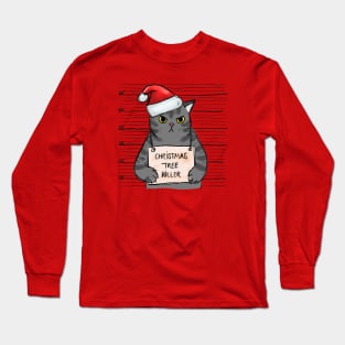 Christmas Tree Killer - Angry Christmas Cat Long Sleeve T-Shirt